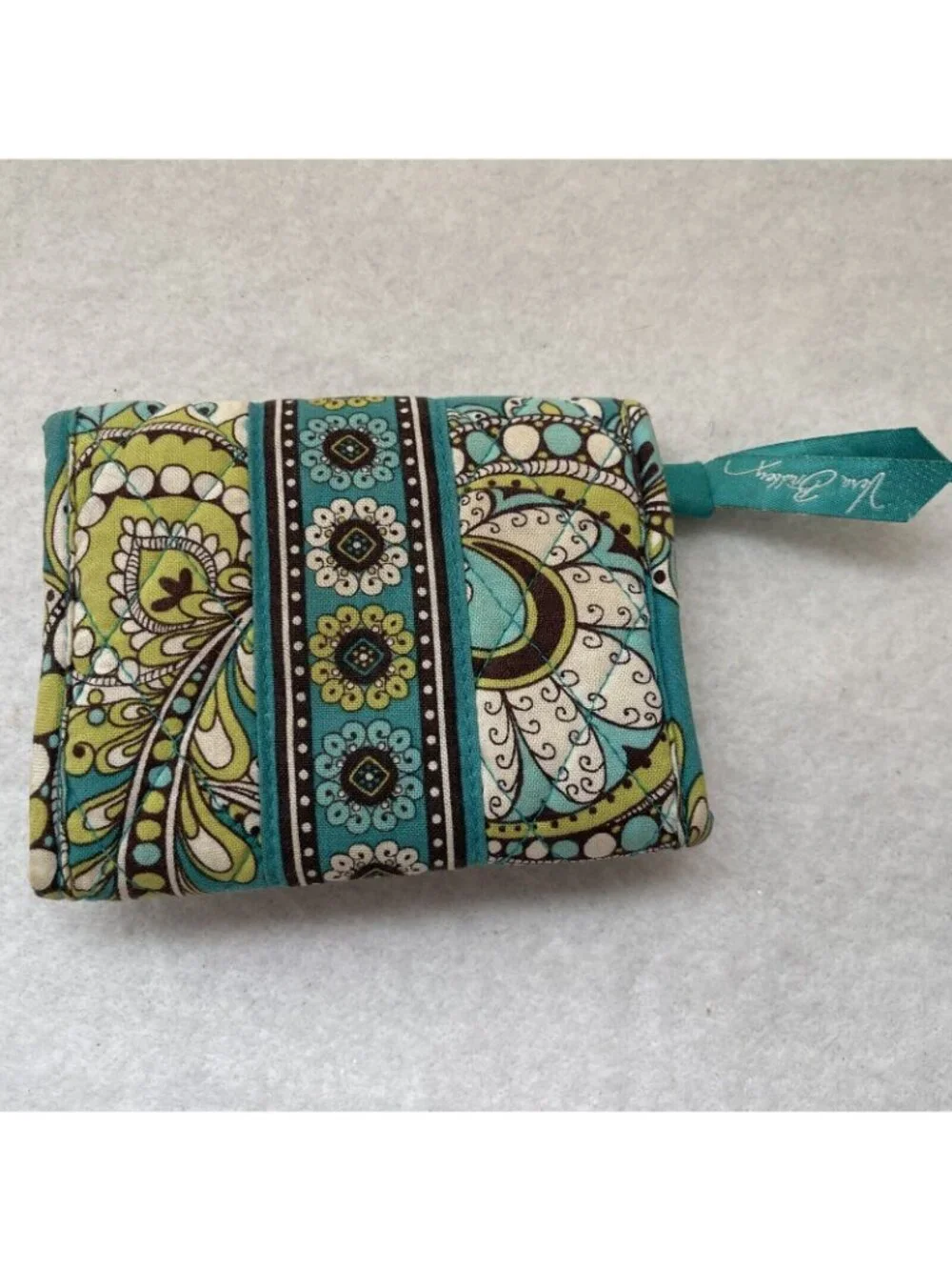 Vera Bradley Mini Trifold Wallet Peacock Turquoise Paisley Retired Pattern Y2K